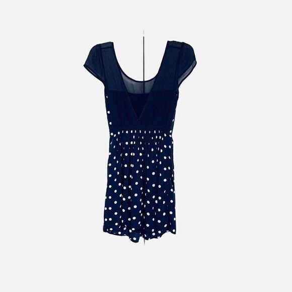 Abercrombie & Fitch Navy White Polka Dot Open Back Fit & Flare Dress Size Medium - Picture 9 of 13